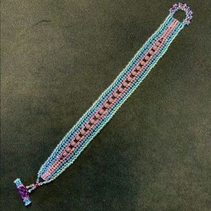 Flat woven beaded bracelet